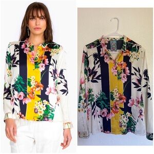 JOHNNY WAS Andrea Silk Floral Button up  Print Women's Shirt Top